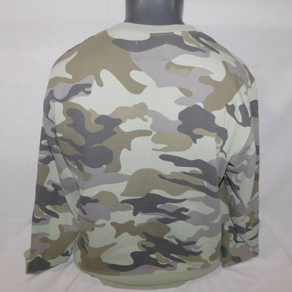 Champion Mens L Spellout Green Gray Camo Crew Neck Sweatshirt - Picture 8 of 10